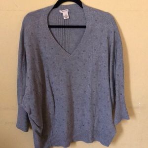 Gray 3/4 length sweater with bead detail